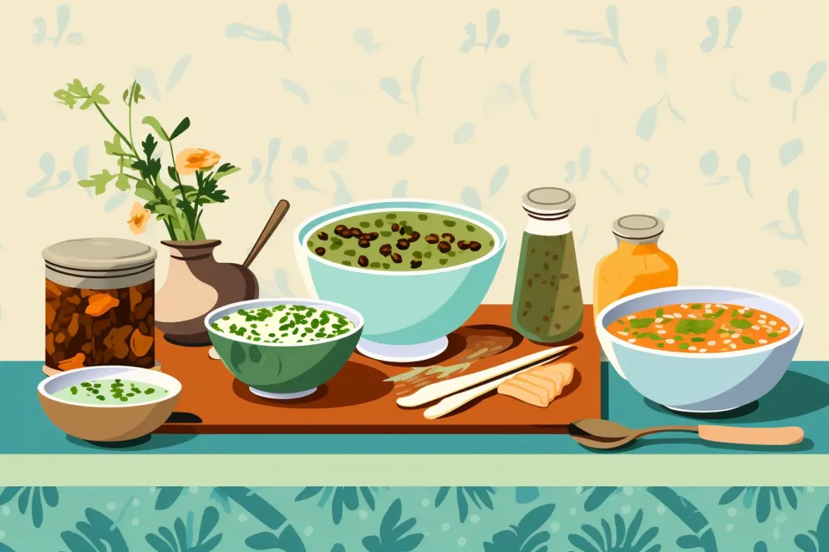 Heart-healthy foods on a table