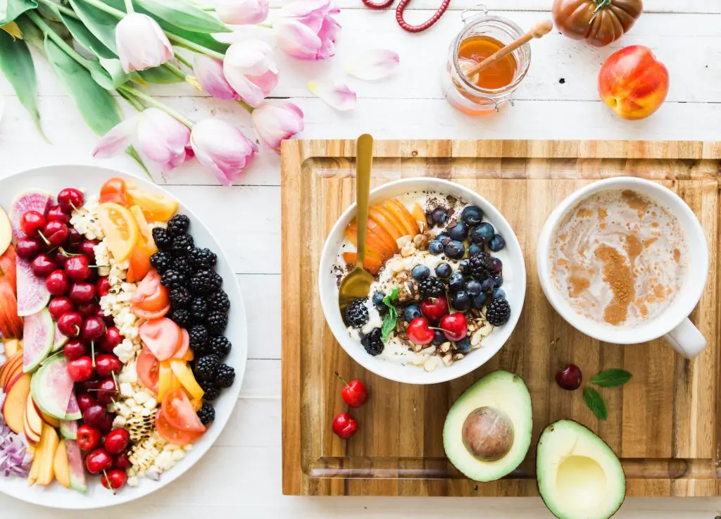 A table laid with healthy food