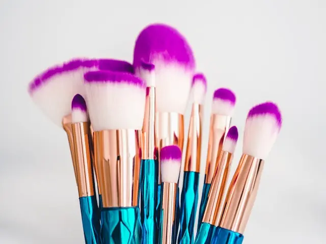 Pink makeup brushes