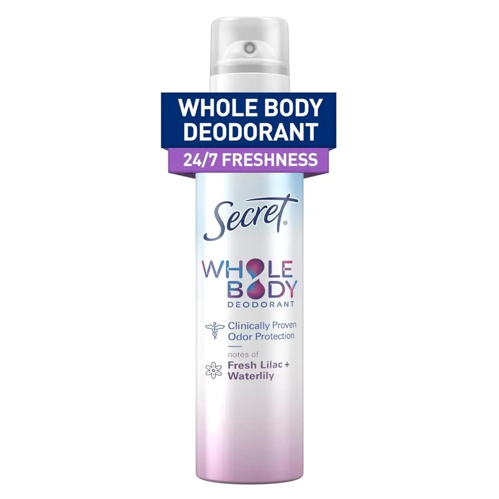 A can of Secret Whole Body deodorant for women