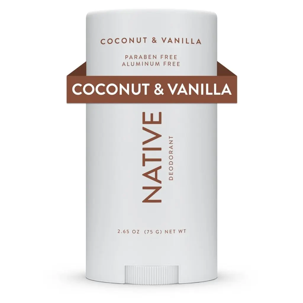 A stick of Native coconut and vanilla deodorant for women