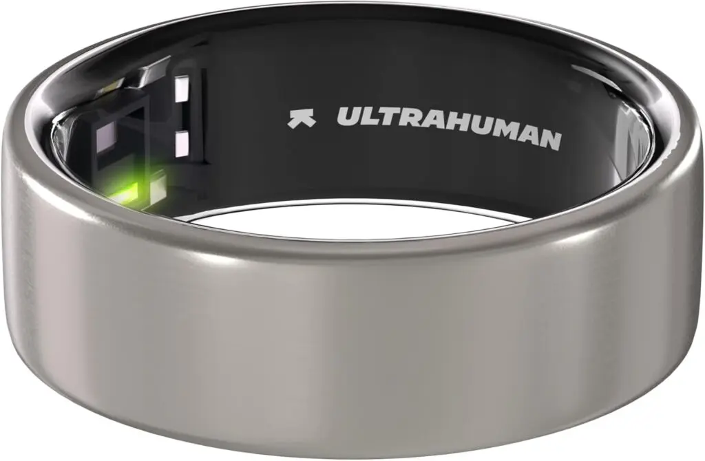 A dark silver UltraHuman AIR ring sits against a white background.
