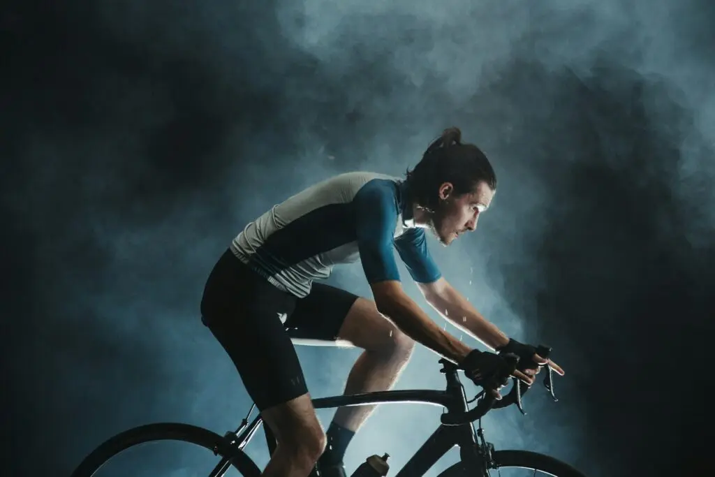 A man cycling.