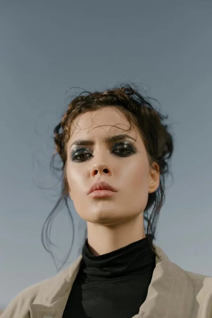 A woman with a defined jaw
