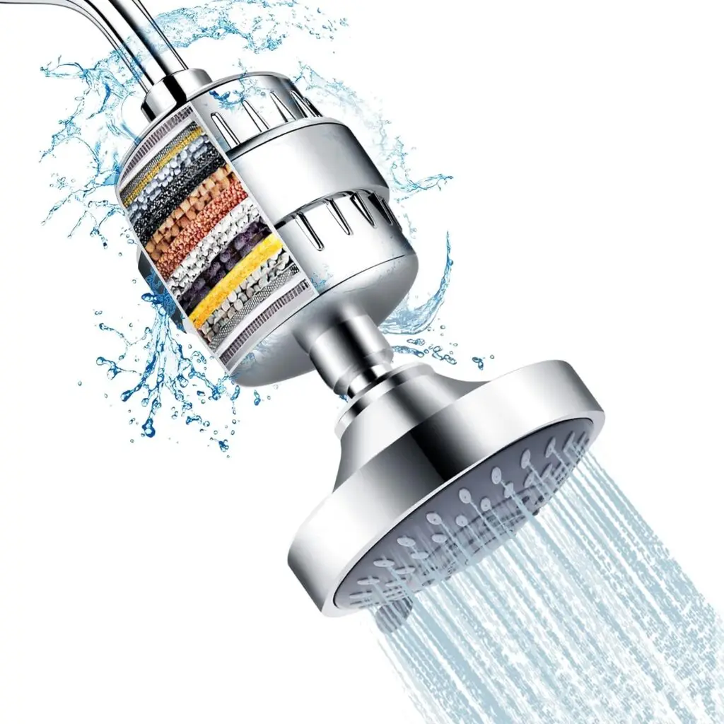 The Feelso combined water filter and shower head sits against a white background.