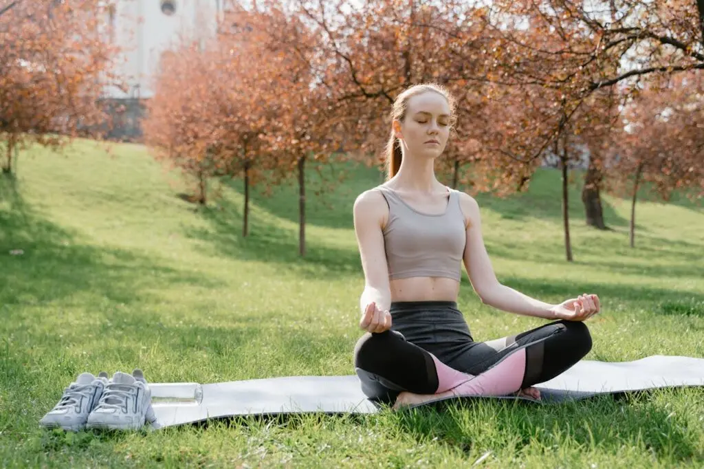 A woman breathing