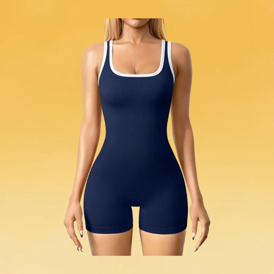 OQQ Women's Square Neck Romper