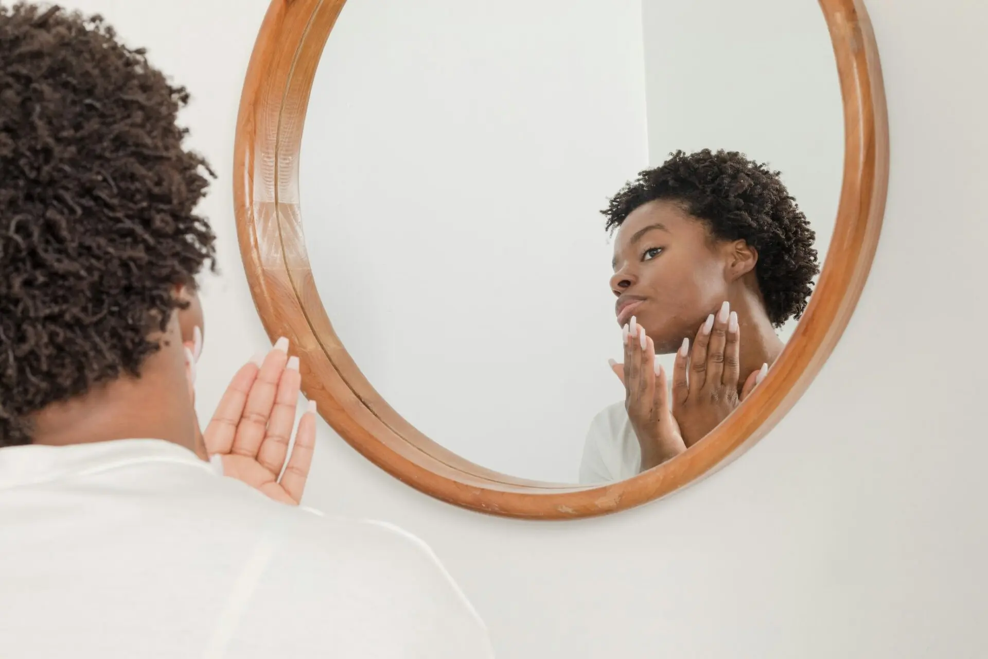 woman applying skin care