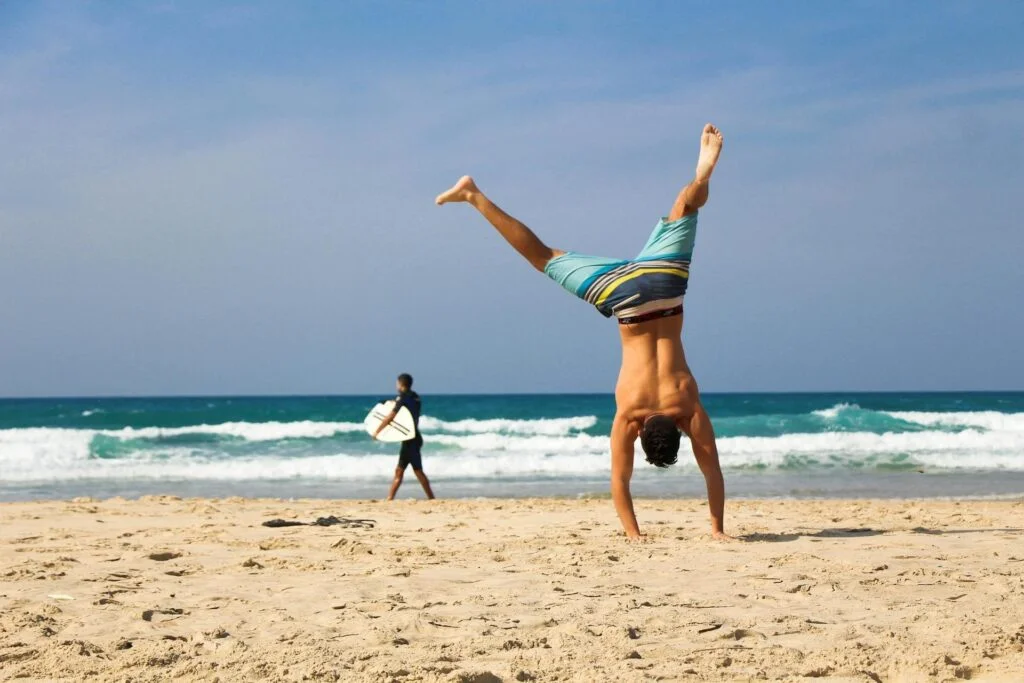 man handstand