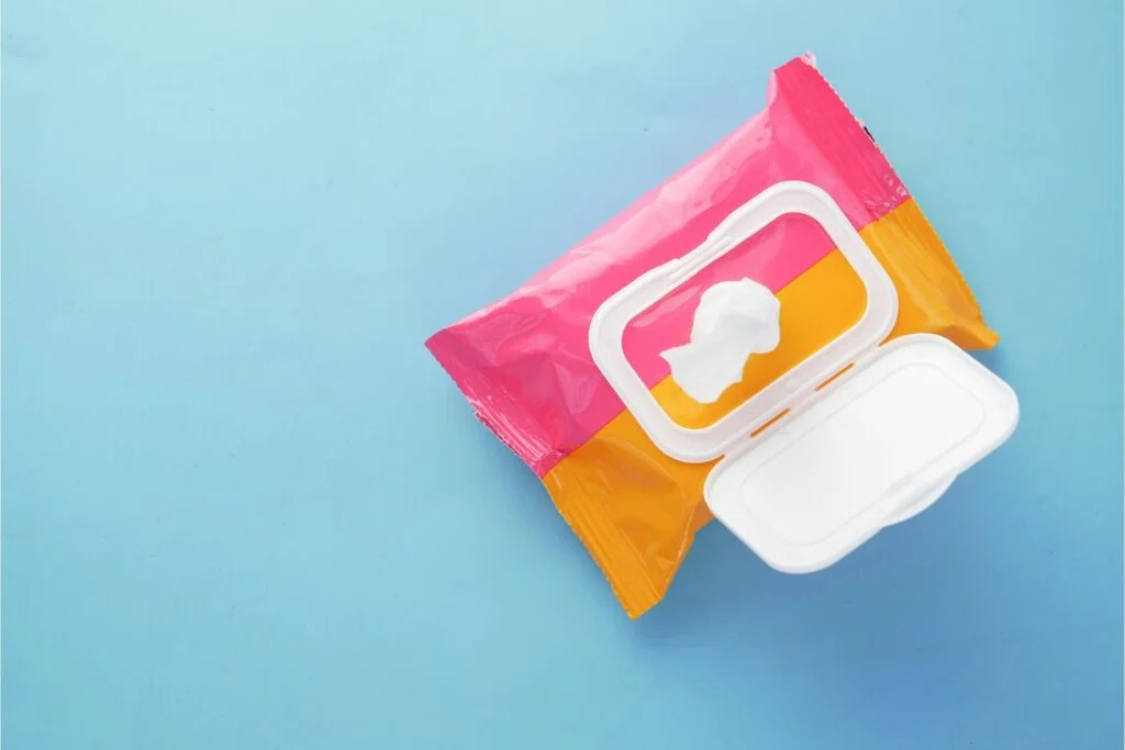A packet of wet wipes