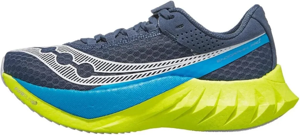 Saucony Endorphin yellow, blue and gray sneaker
