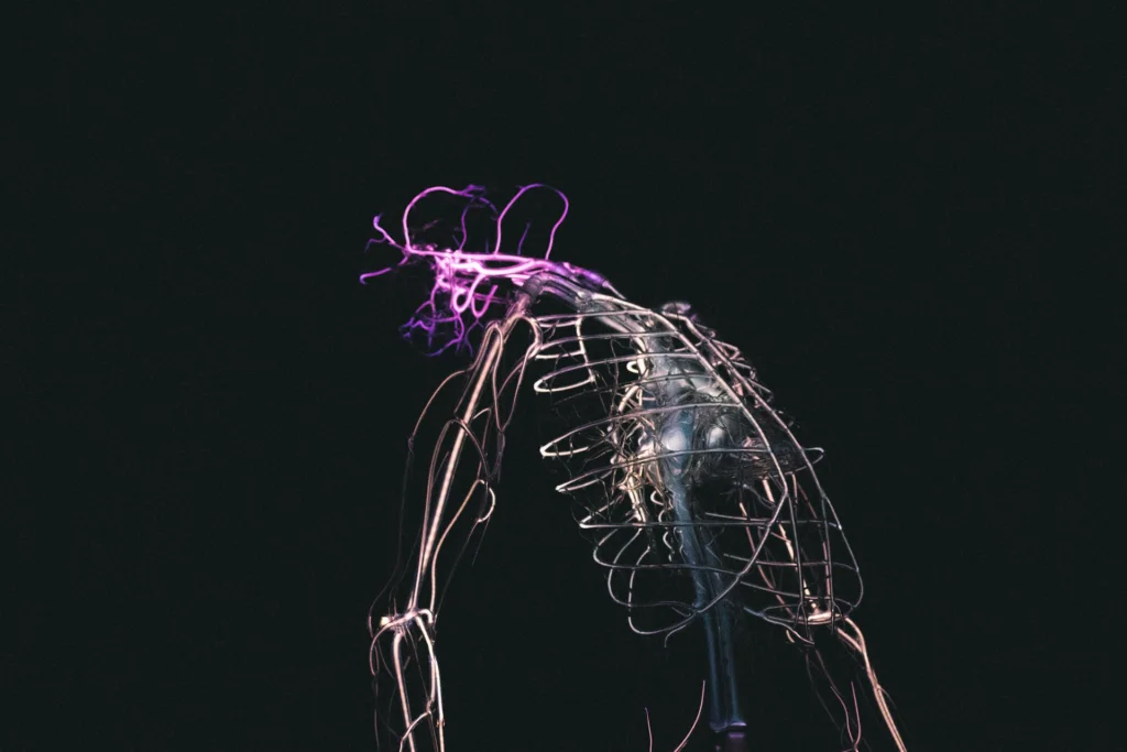 skeletal illustration on black background