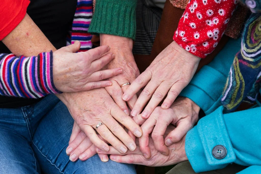 A multigenerational family's hands