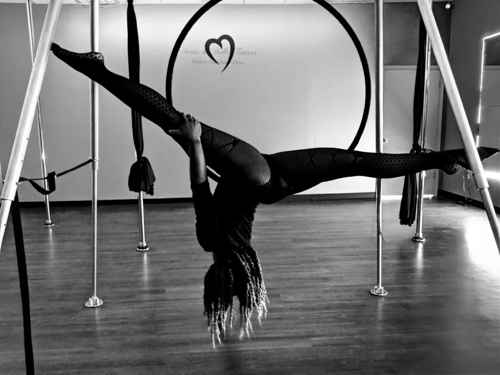 A woman doing gymnastics