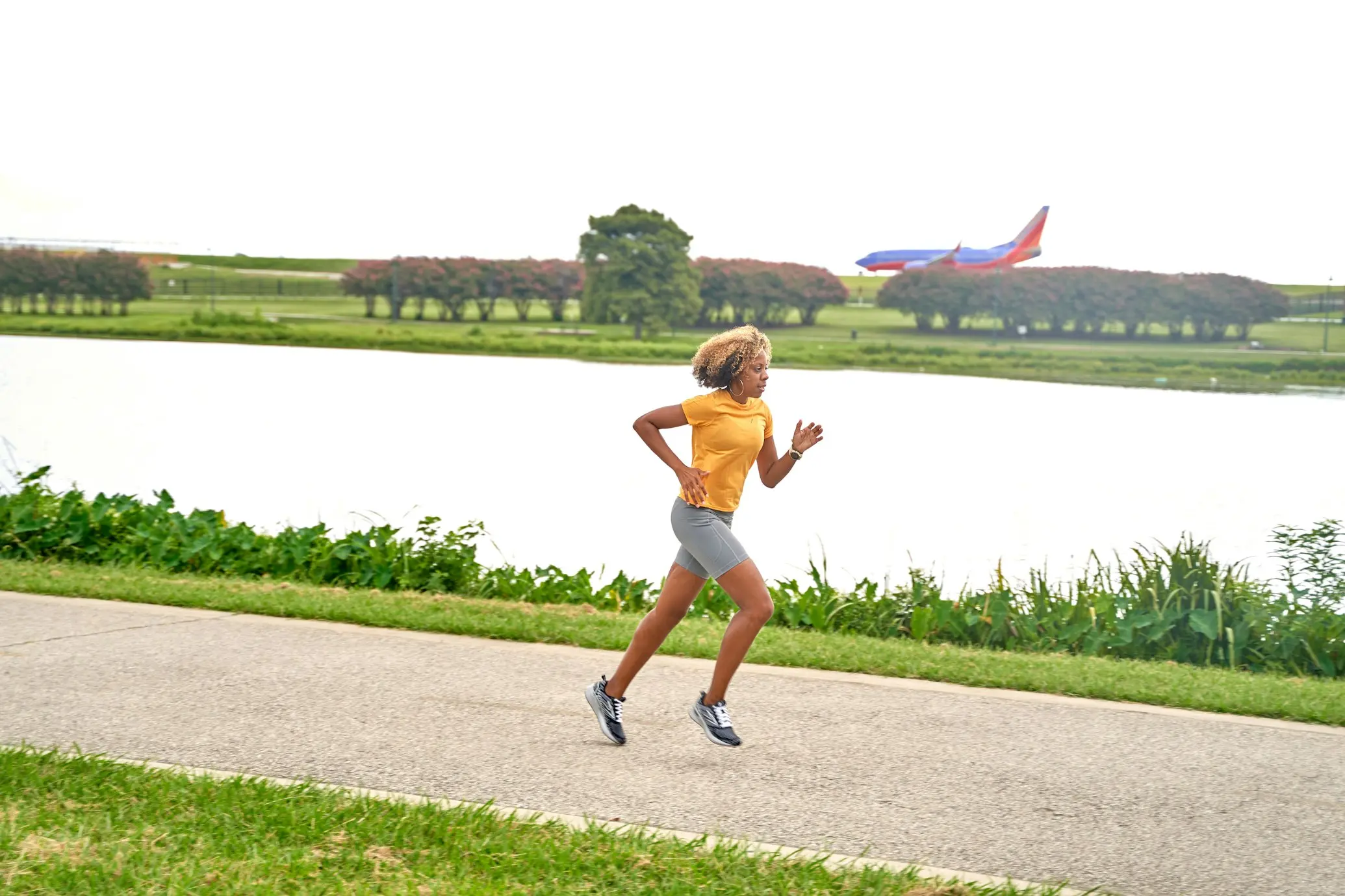 woman running outdoors