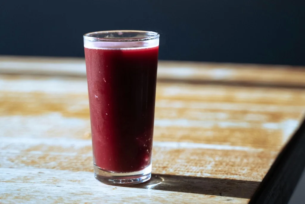 beet juice in a glass