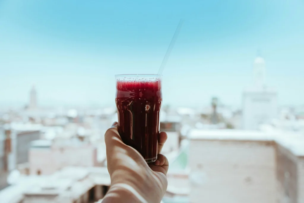 beetroot juice in a glass