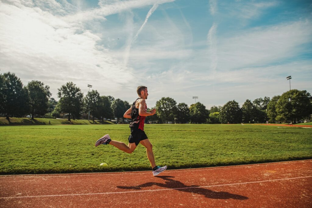 A man running on the track.