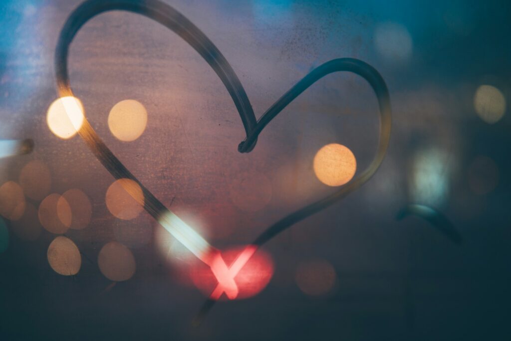 A heart on a window.