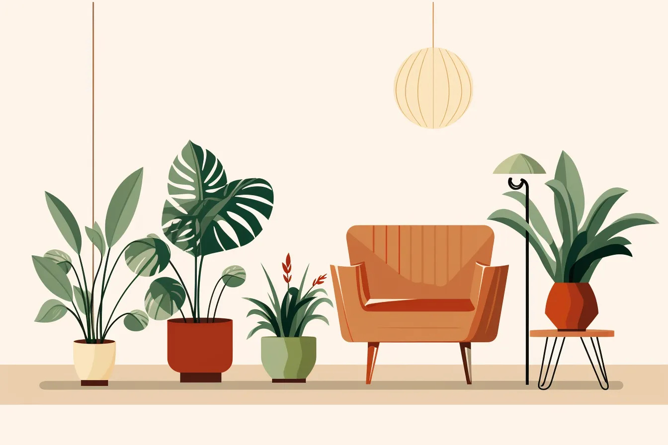 living room with house plants