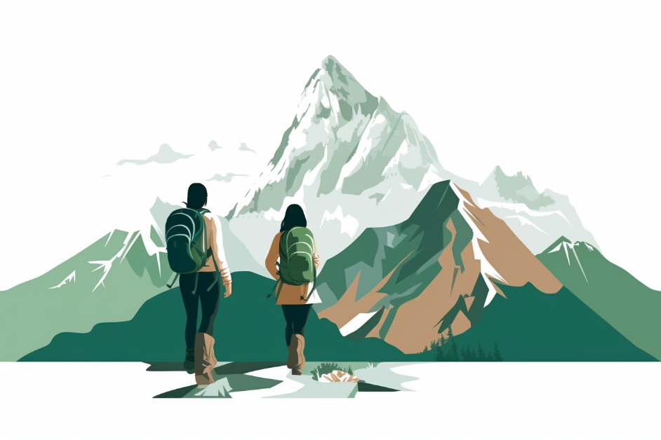 A couple hiking outside