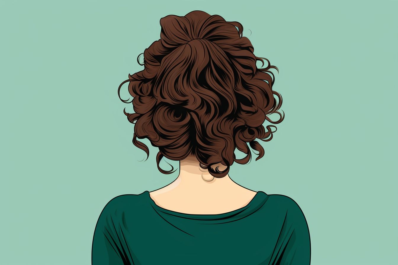 the back of a woman's head with curly hair