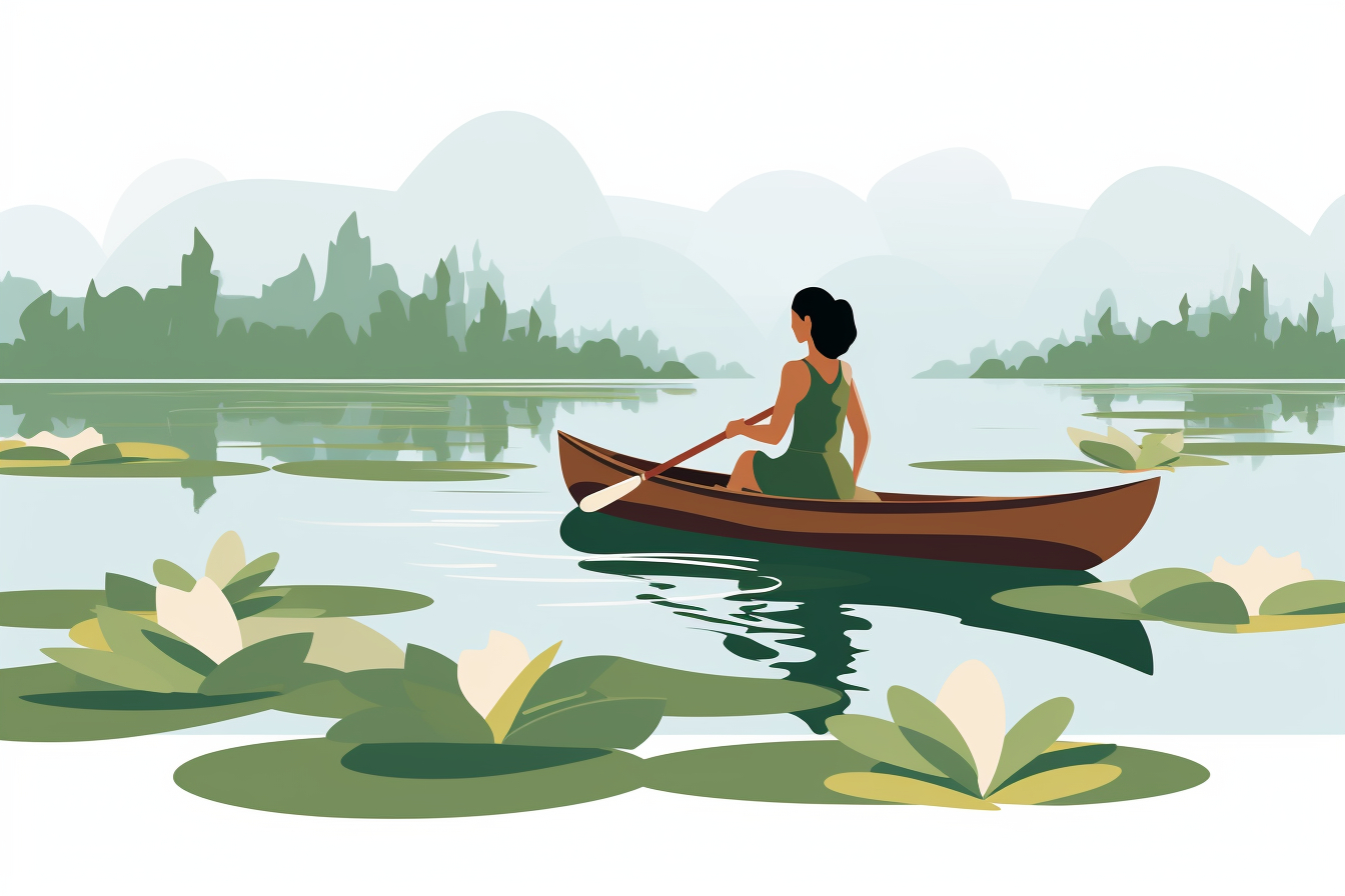 woman on a canoe in a lake