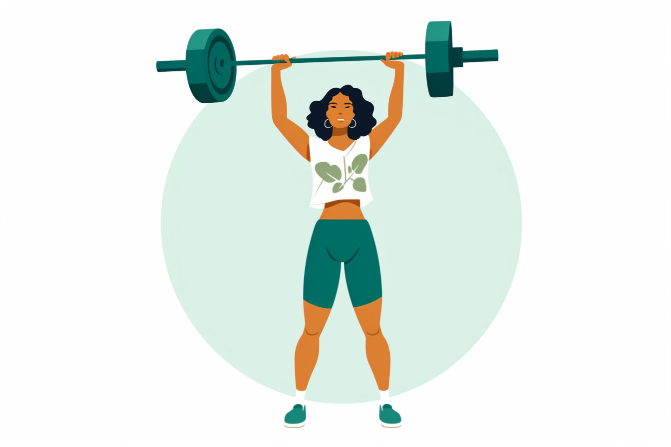 a woman lifting a barbell above her head