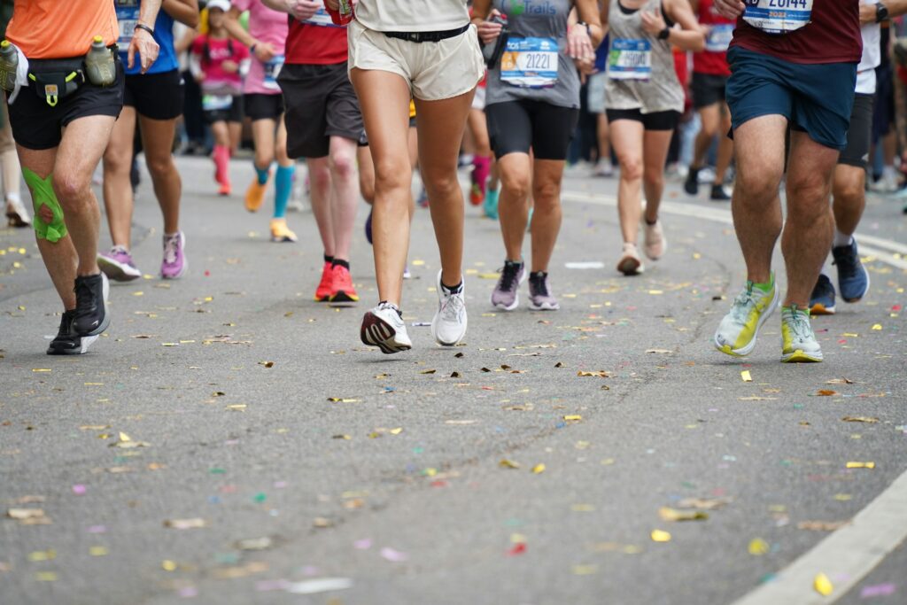 group of people running a marathon
