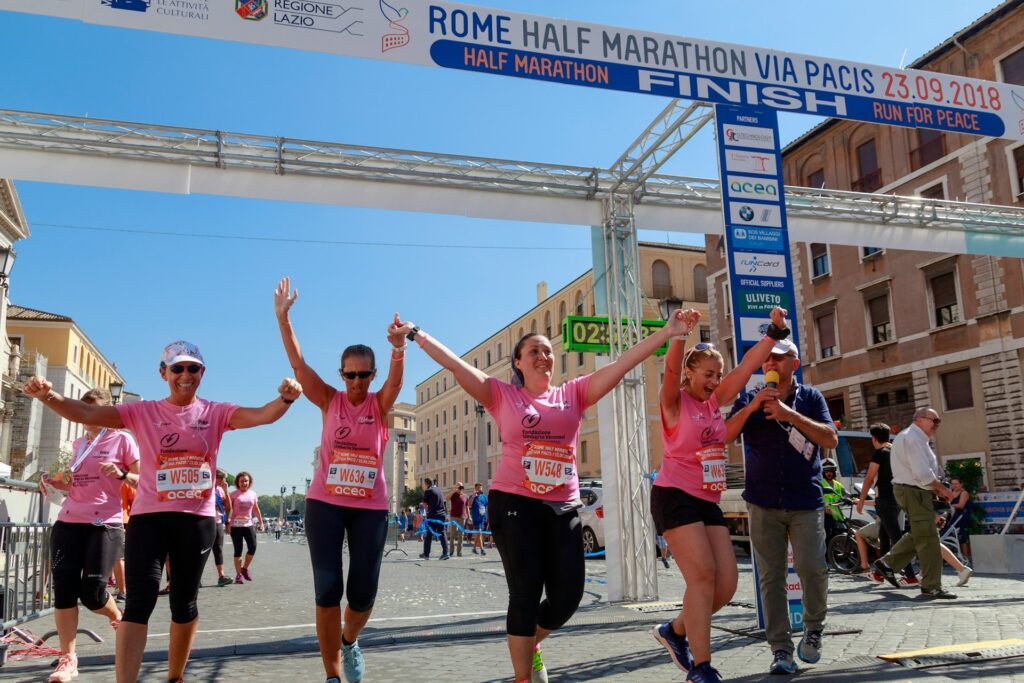 Marathon Runners Crossing the Finish Line