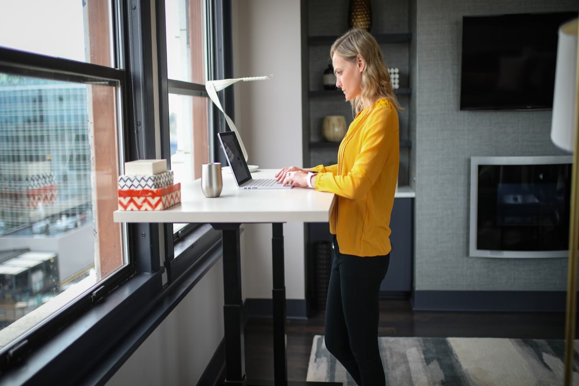 woman using a walking pad