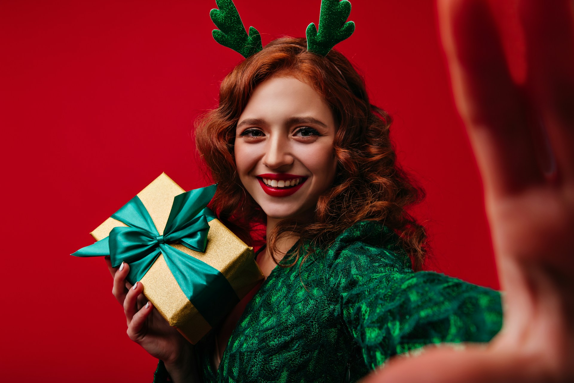 girlfriend holding a gift