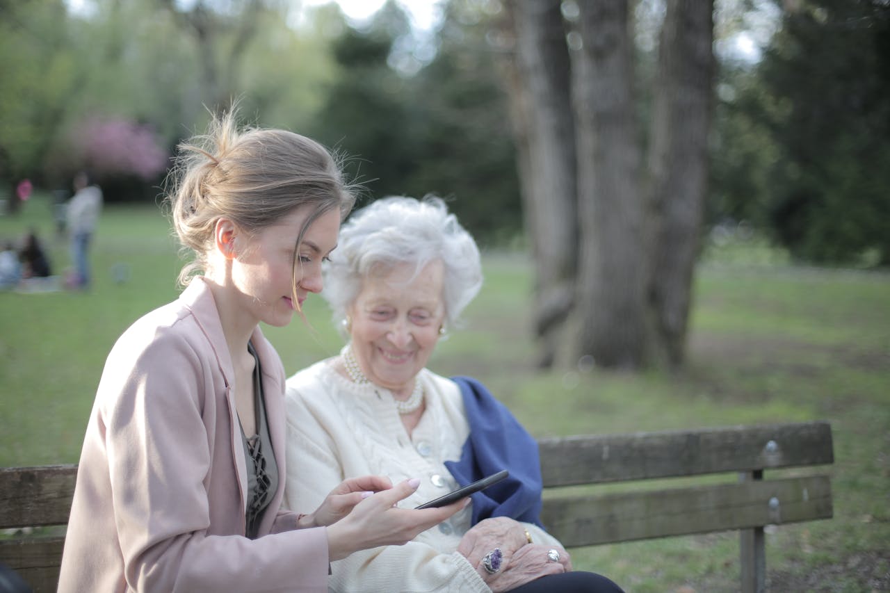 A daughter spending time with her aging parent