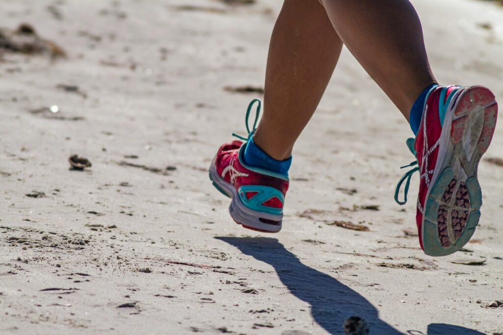 Running on the beach.