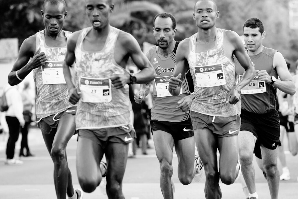 Runners running a race.