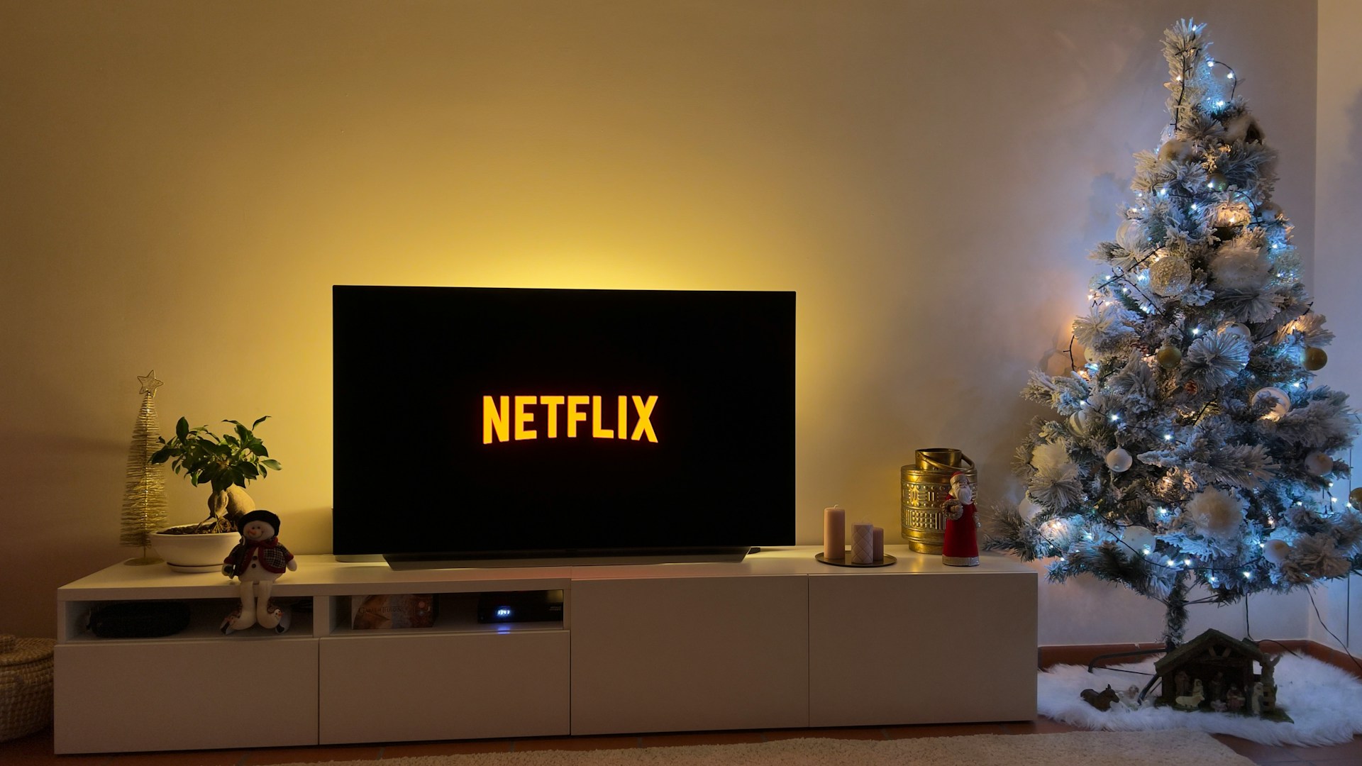 netflix on the TV during winter