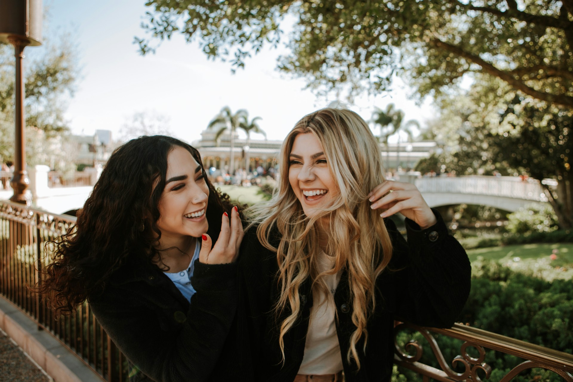 two friends laughing