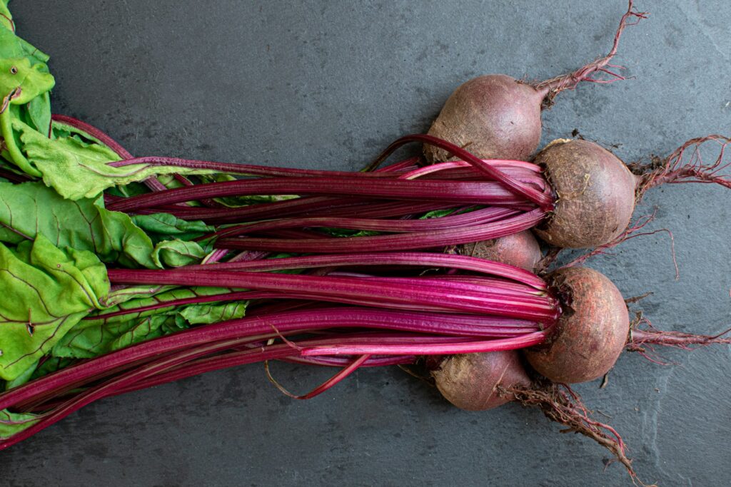 A bunch of beetroot.