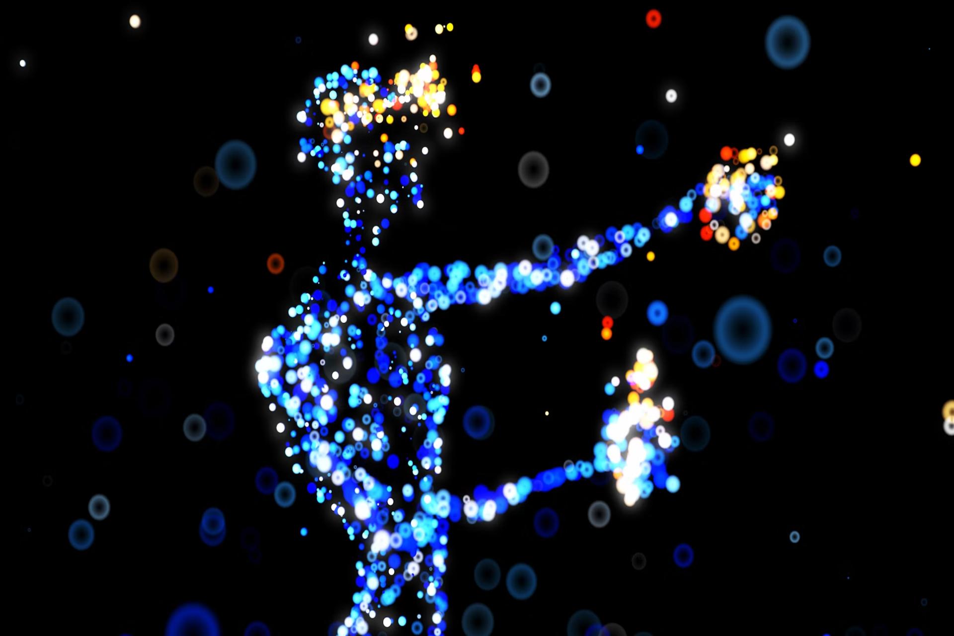 digital virtual reality image of man with VR headset