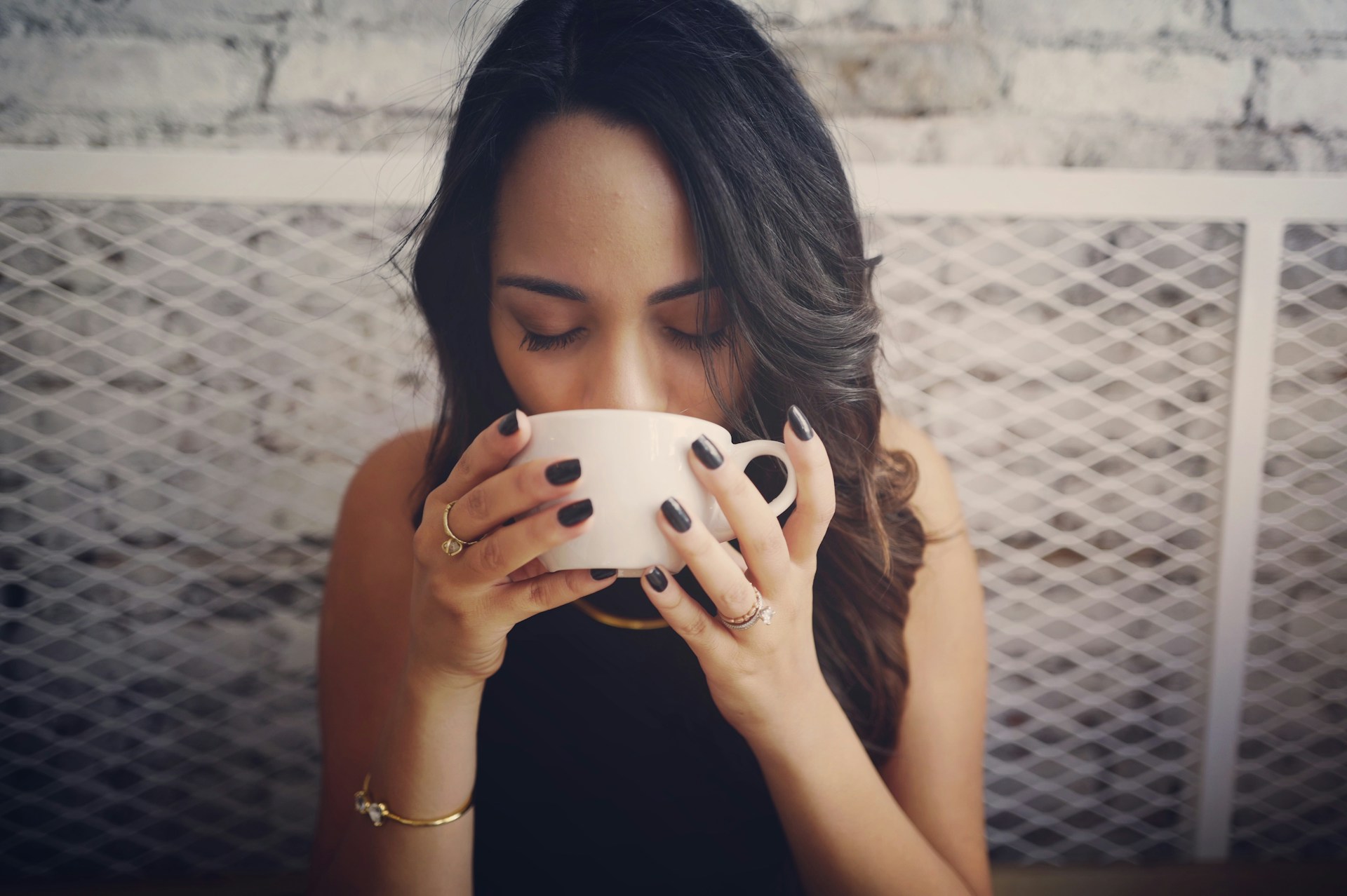 Lady drinking herbal tea