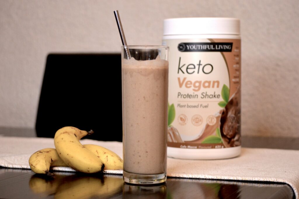 Protein shake and powder container