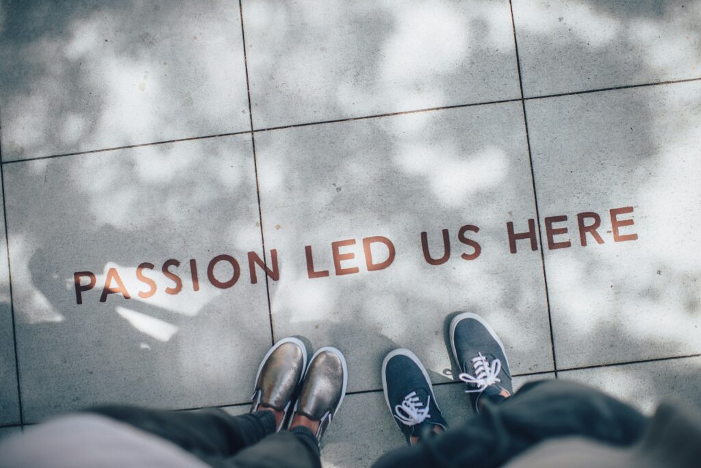 A quote that says "Passion led us here."