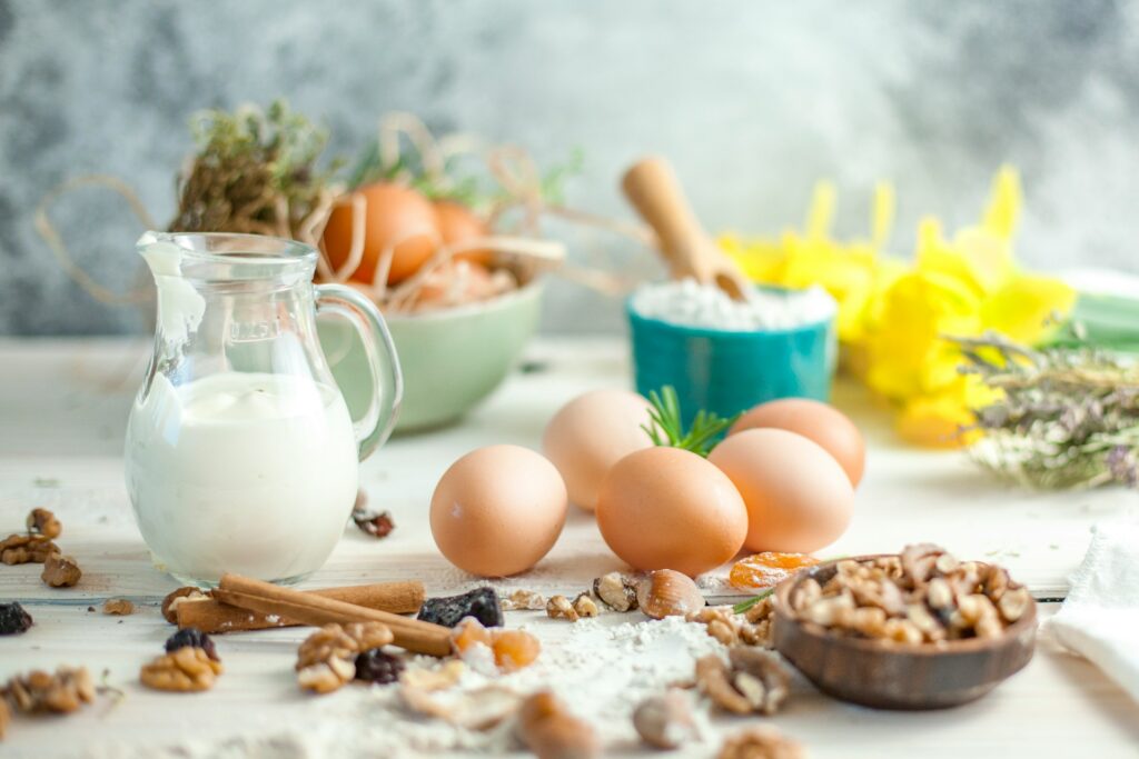 Healthy protein foods on a table