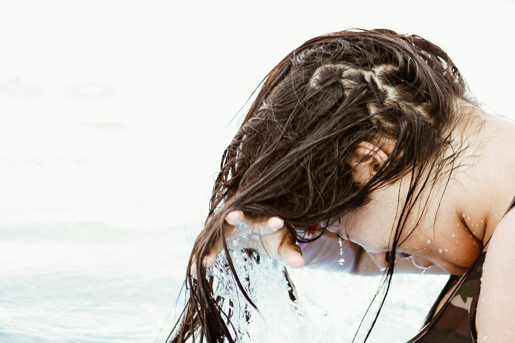 woman washing her hair