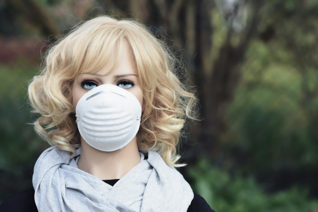 mannequin wearing mask