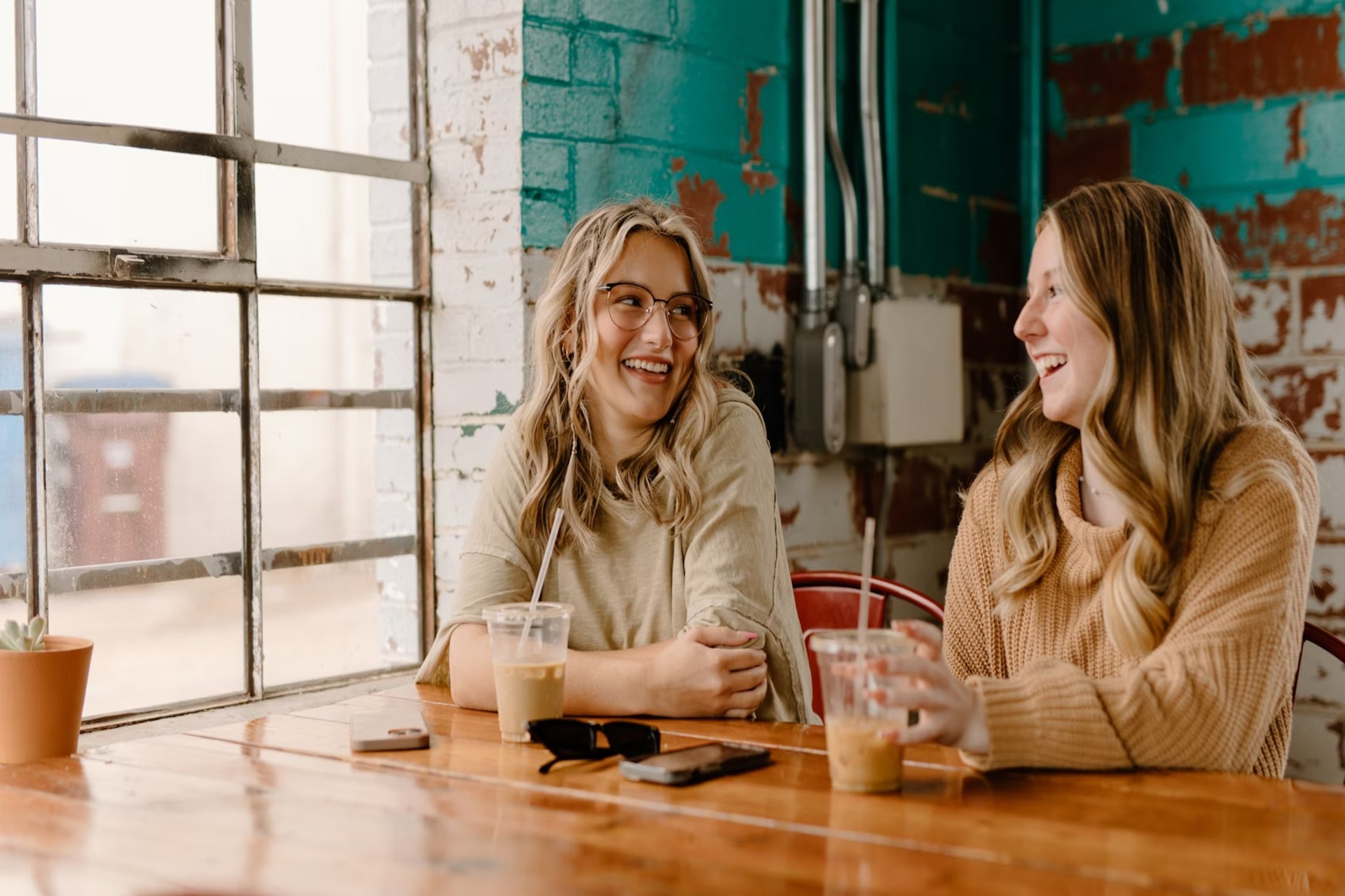 new friends laughing together