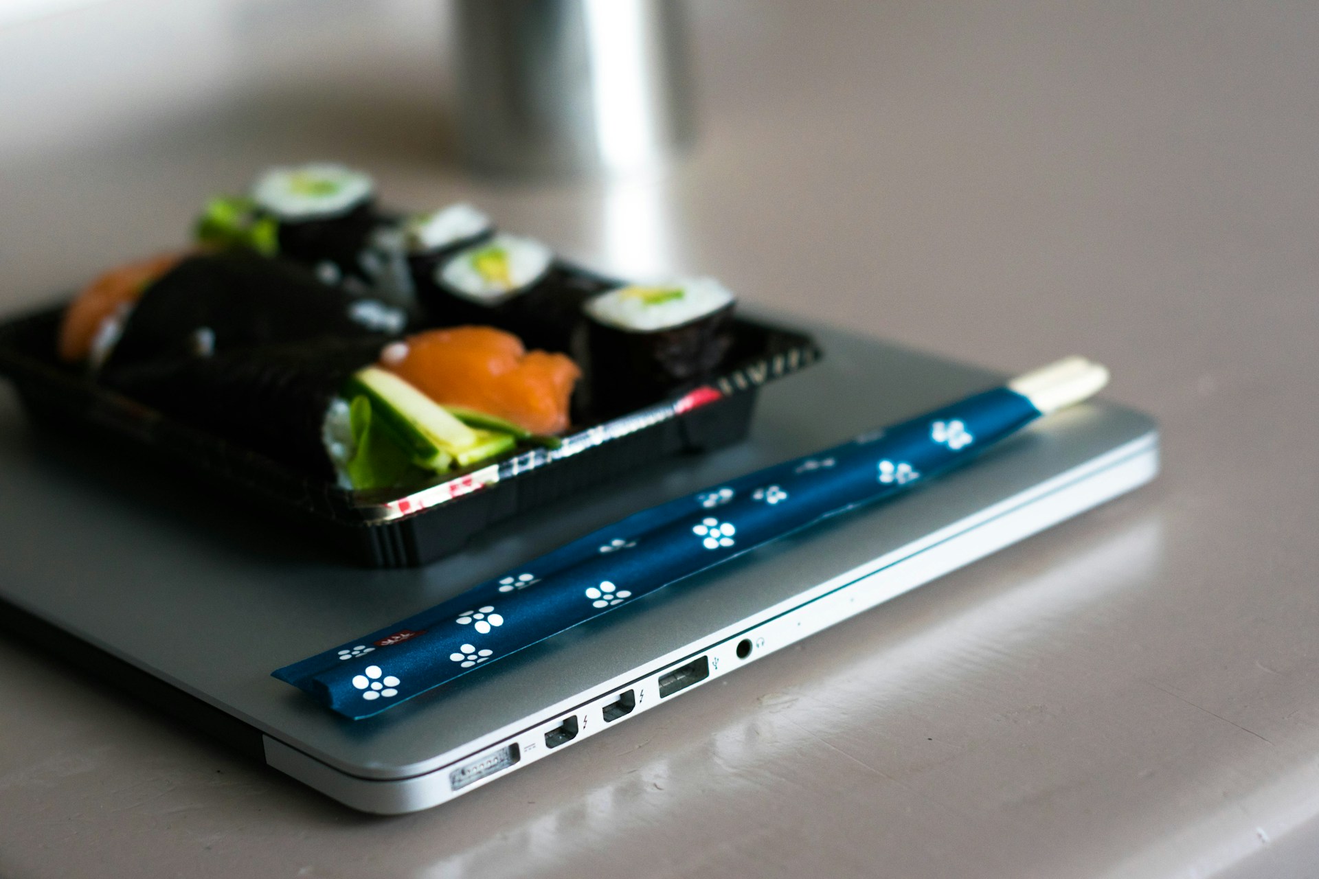 sushi on laptop