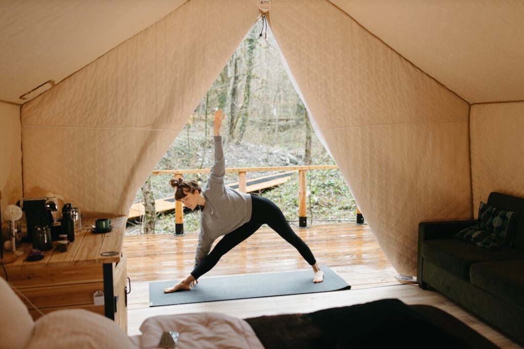 woman doing yoga