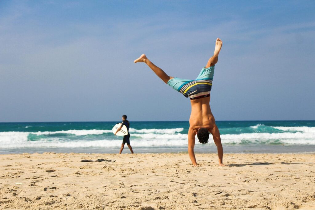 man handstand