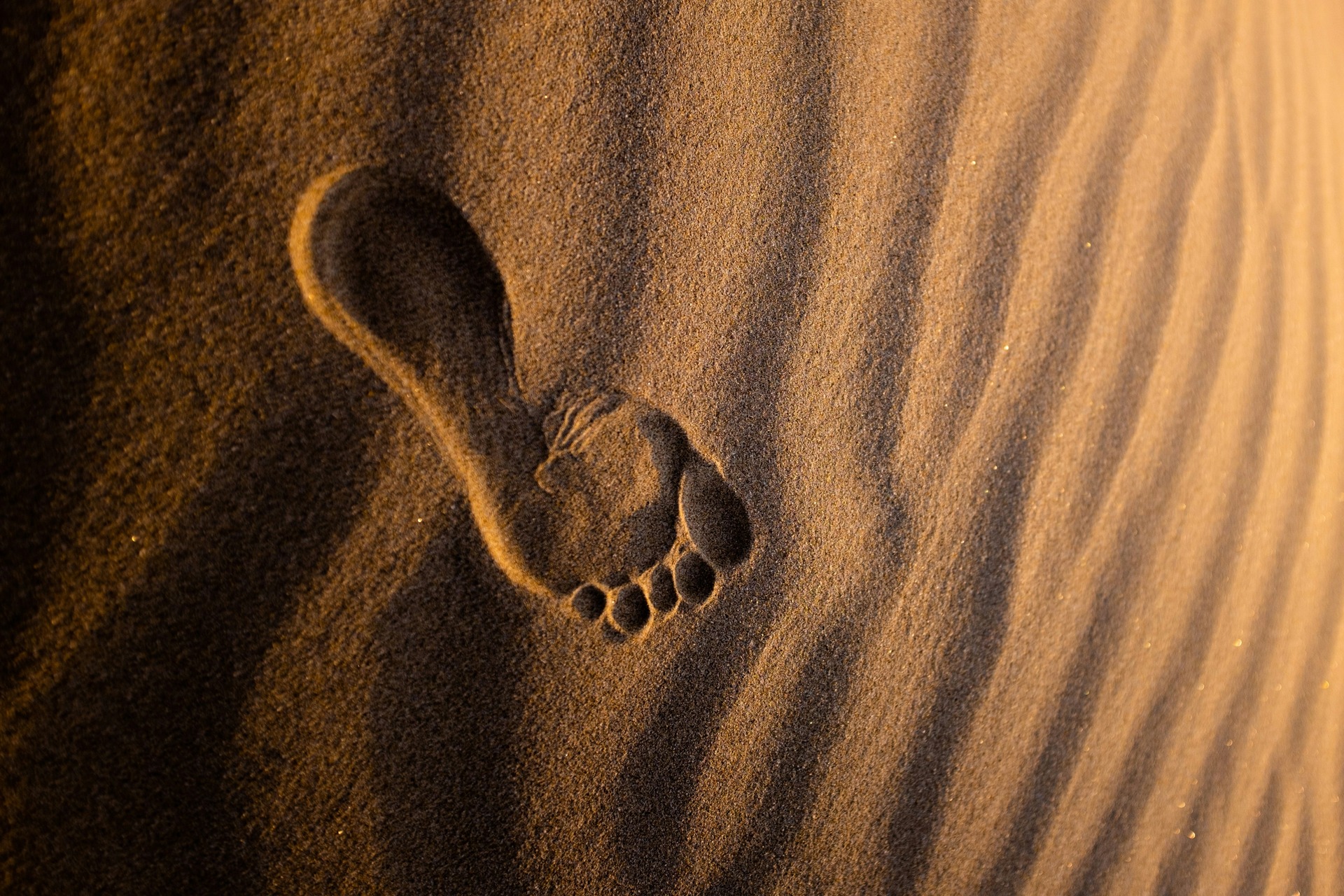 photo of a footprint in the sand